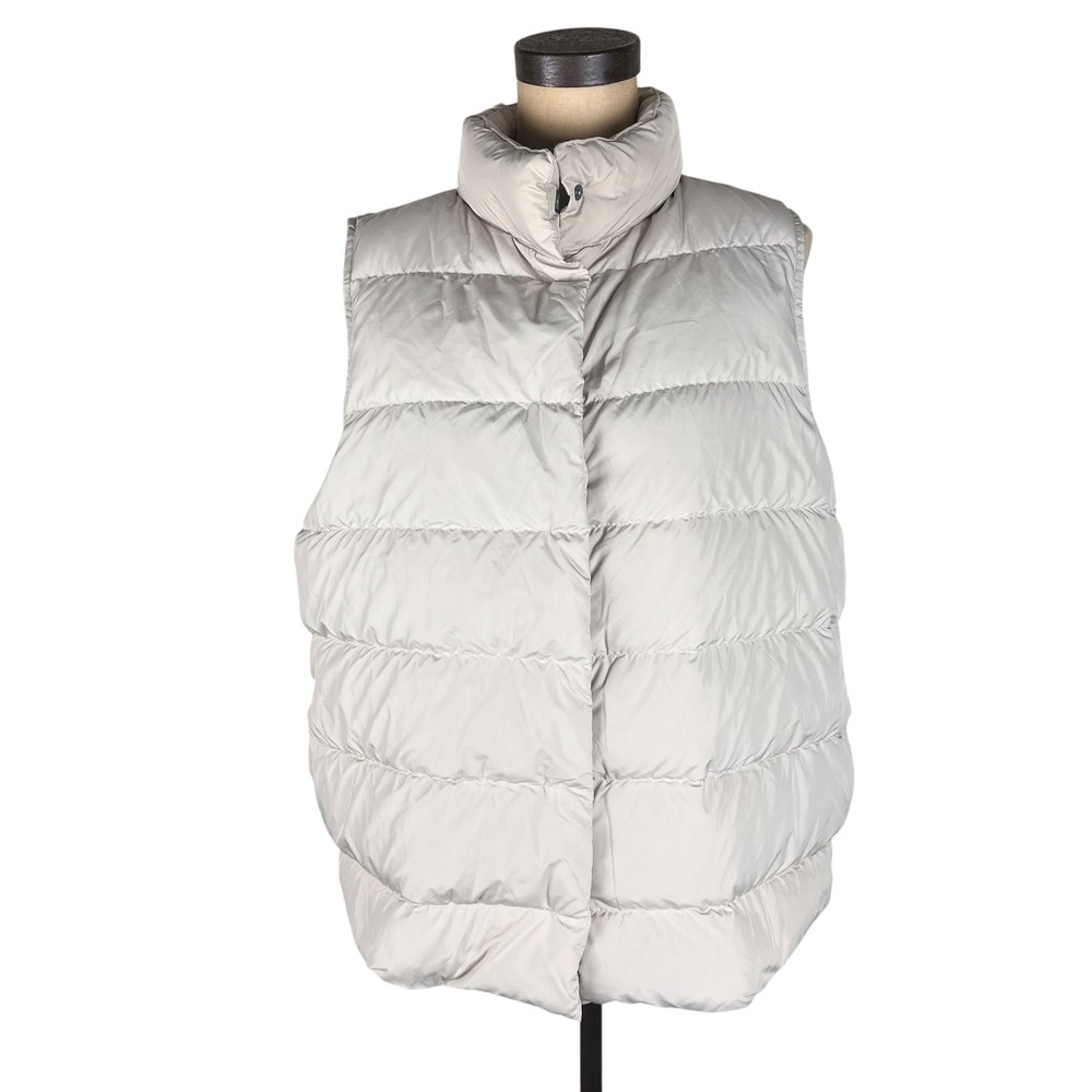 Brochu Walker Womens Puffer Vest Taupe Beige Quilted Snap Front Outerwear
